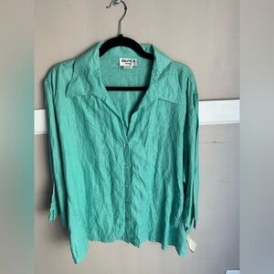 David N Green Button-Down Women's Shirt Size 3X NWT 100% Linen
